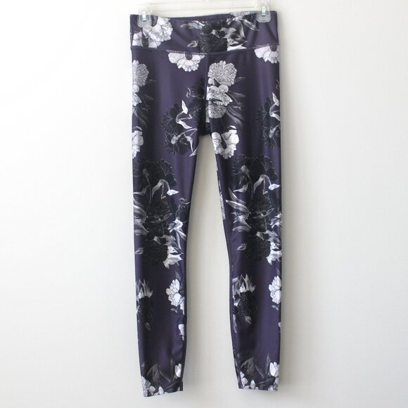 JoyLab Pants - JoyLab Dark Muted Purple Floral Athletic Performance Leggings Pocket Small